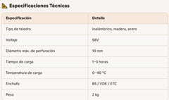 TALADRO INALÁMBRICO 98V - Potencia y Precisión para tus Proyectos